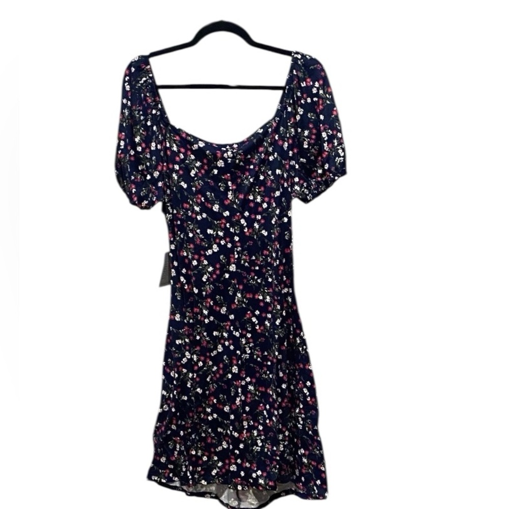 Dual Nature-Floral Print Ruche Dress-Women’s Size: XL-Color: Blue-NEW!!
